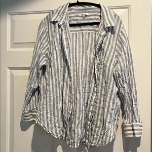 Madewell Blue and White Striped Button-Up Shirt